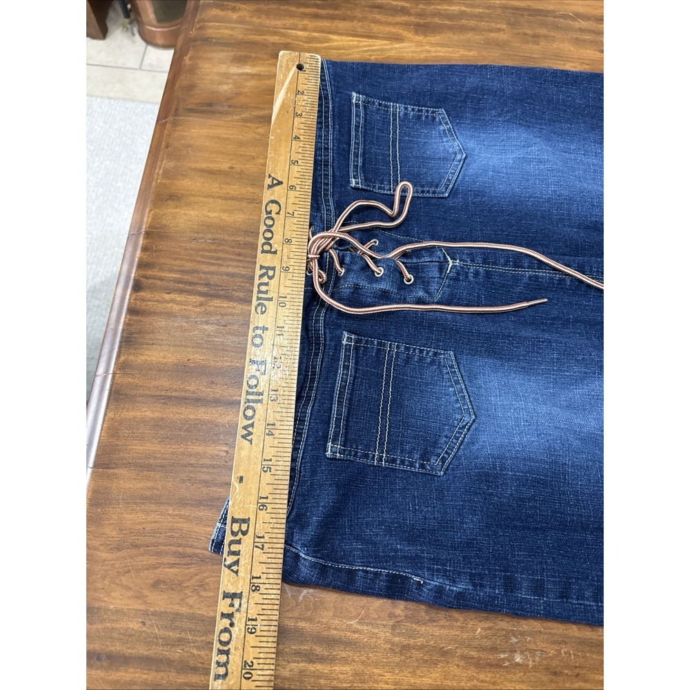 CAROLINA BLUES Sz 16 Long Denim Jean Lace Up Pencil Skirt Vintage Long - Picture 8 of 9